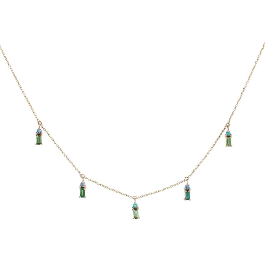 Jewelry WWAKE | Seafoam Tourmaline Crest Necklace