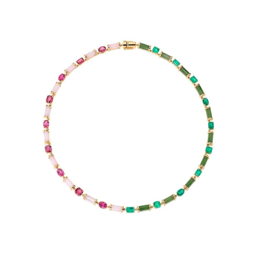 Jewelry Sauer | 80 Years Sofia Necklace - Jade And Pink Opal