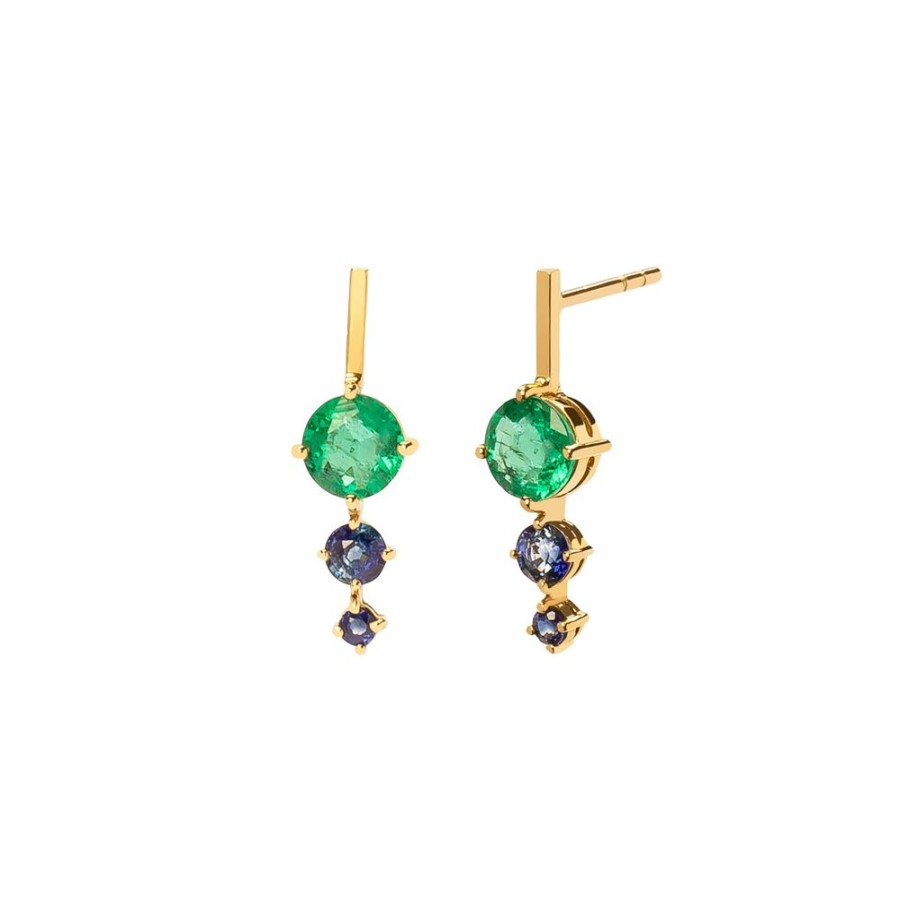 Jewelry YI Collection | Dot Earrings - Emerald & Sapphire