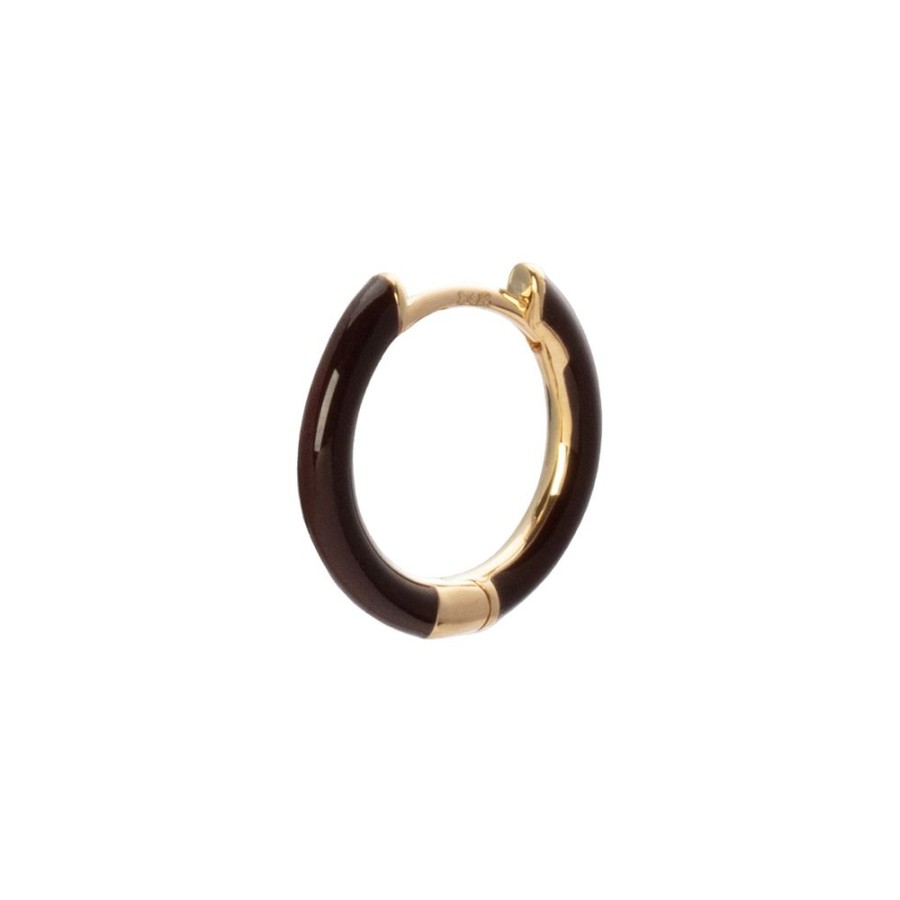 Jewelry Trouver | Enamel Huggie 9.5Mm - Chocolate