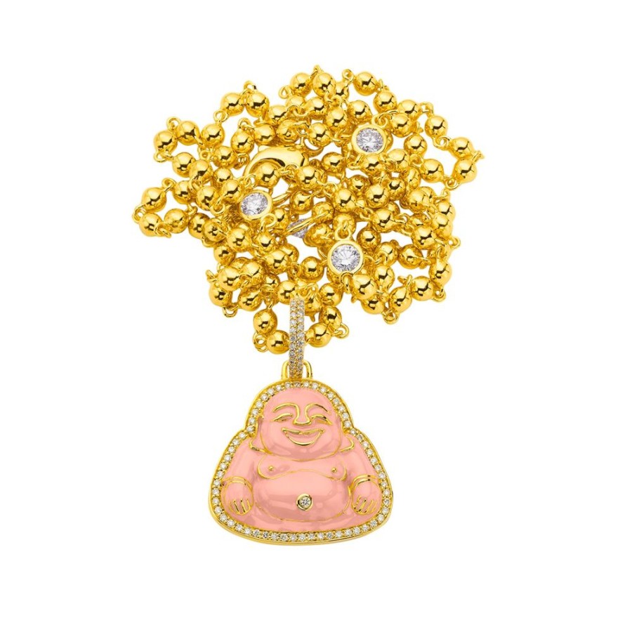 Jewelry Buddha Mama | Small Happy Buddha Pendant - Pink