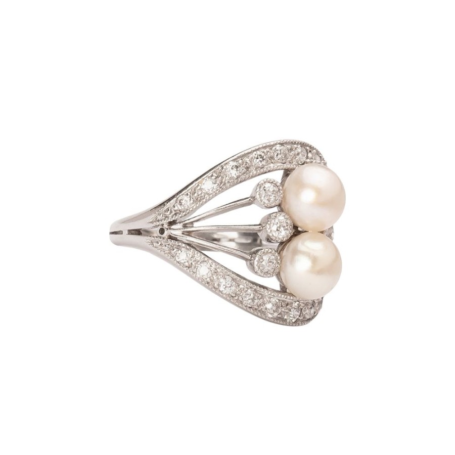 Jewelry Antique & Vintage Jewelry | Je Caldwell Edwardian Pearl & Diamond Ring