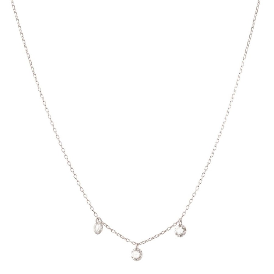 Jewelry Persée Paris | Danae Trio Hanging Diamond Necklace - White Gold