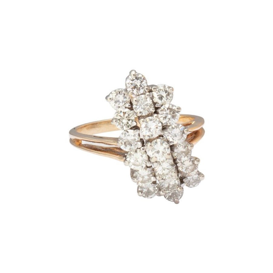 Jewelry Antique & Vintage Jewelry | Arched Triple Row Diamond Split Band Ring