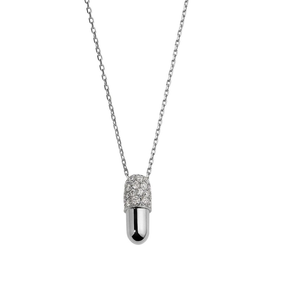 Jewelry Elior | Medium Pill Pendant Necklace - White Gold