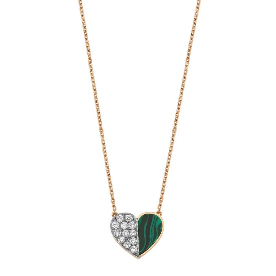 Jewelry Melis Goral | Malachite Deep Sea Heart Necklace