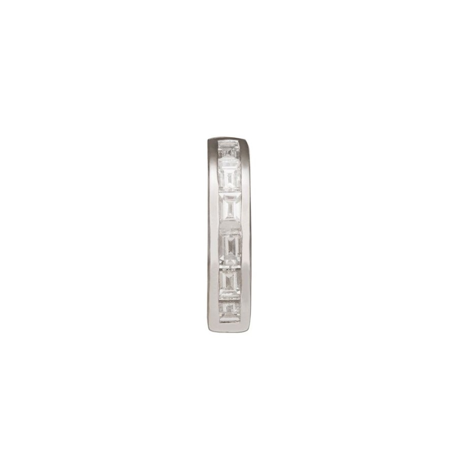 Jewelry Trouver | Half Baguette Huggie 8Mm - White Gold