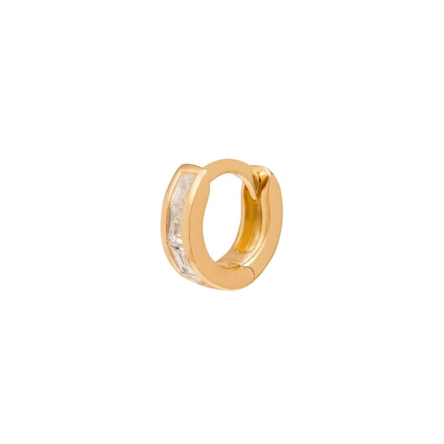 Jewelry Trouver | Half Baguette Huggie 5Mm - Yellow Gold