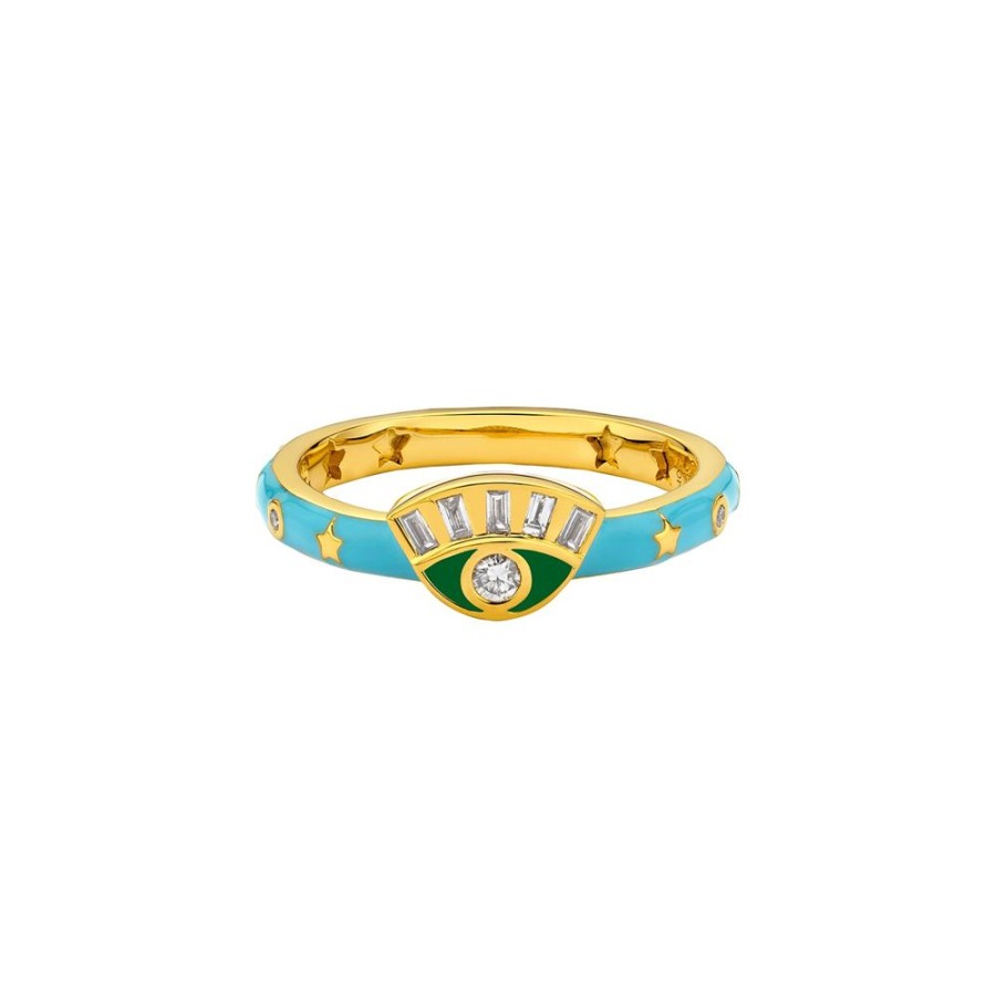 Jewelry Buddha Mama | Skinny Evil Eye Ring - Blue & Green