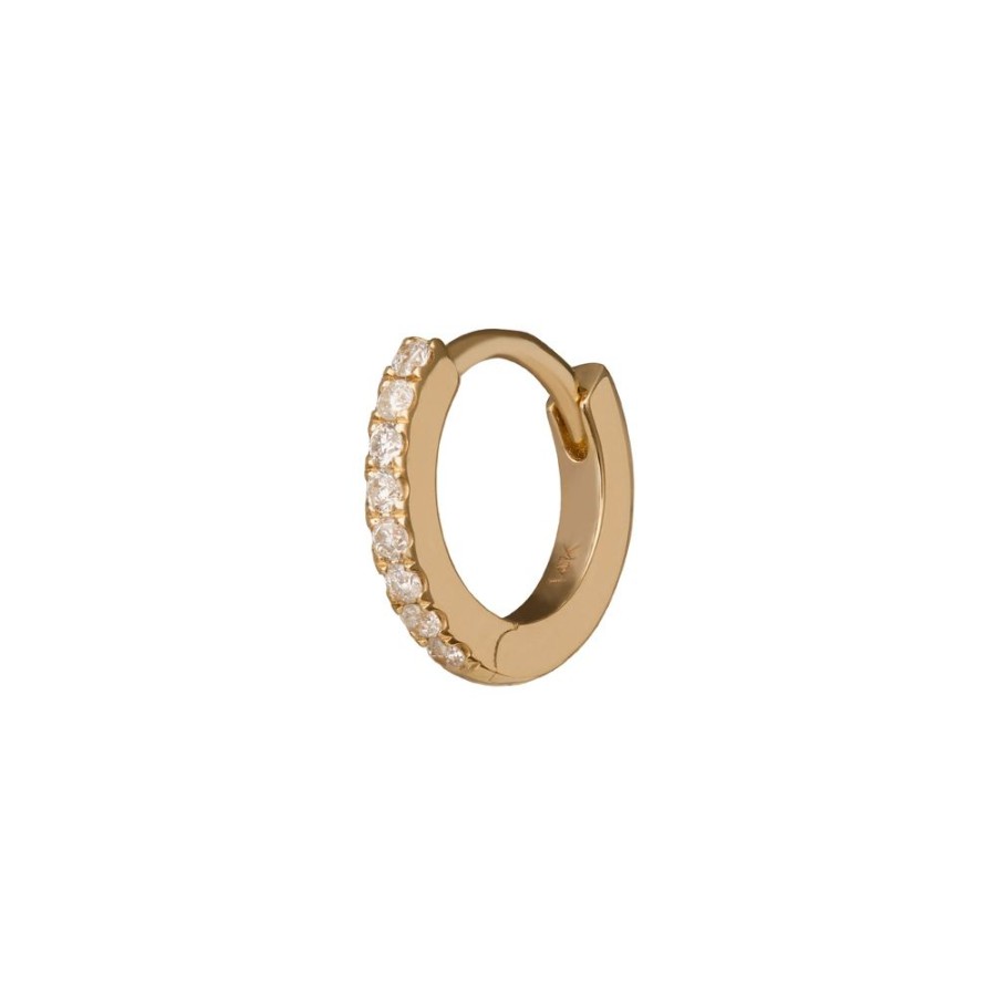 Jewelry Trouver | Half Paved Huggie 6.5Mm - Yellow Gold