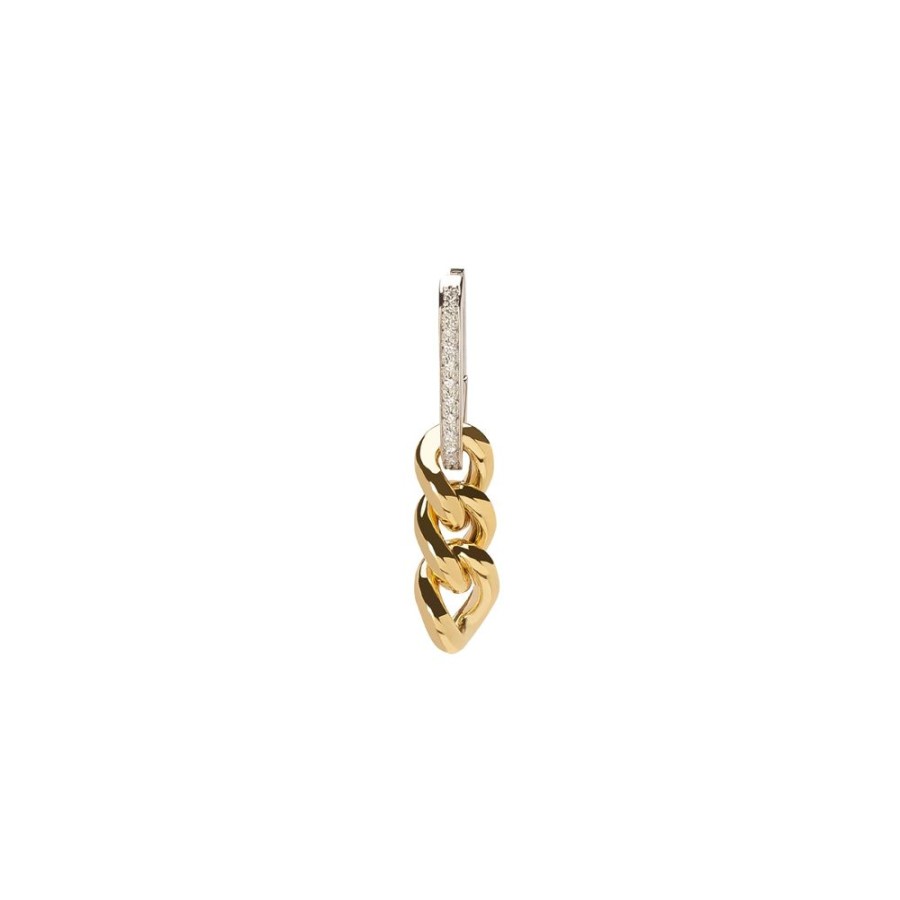 Jewelry DARKAI | Cuban Link Earring - Yellow & White Gold