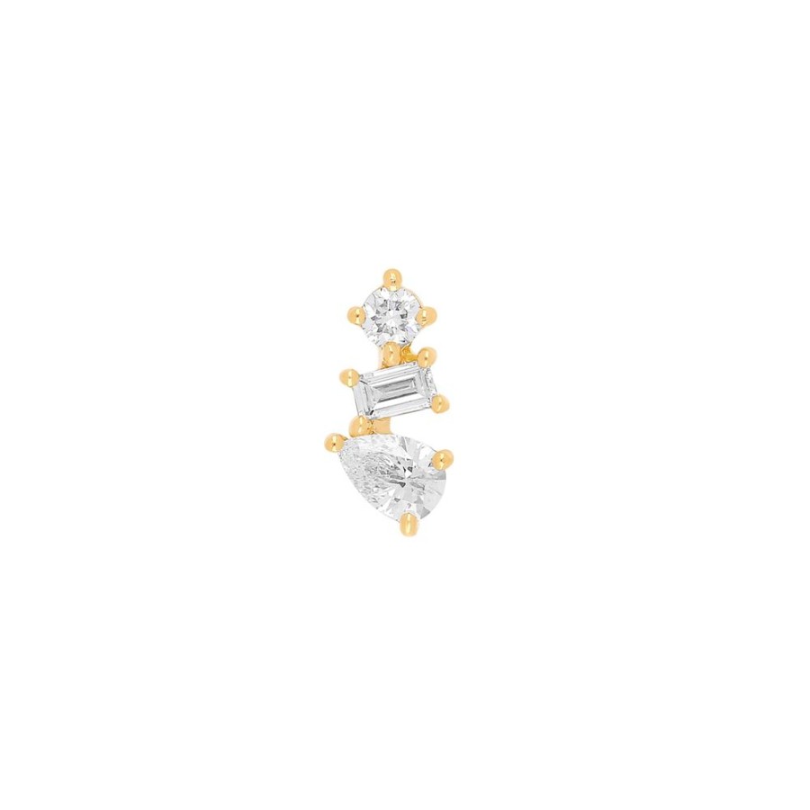 Jewelry EF Collection | Single Multi Faceted Diamond Stud Earring