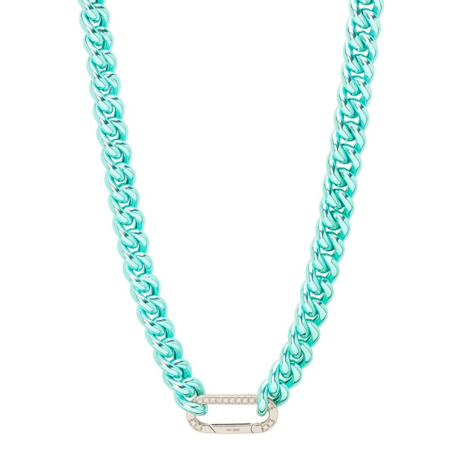 Jewelry DARKAI | Cuban Link Necklace - Sky & White Gold