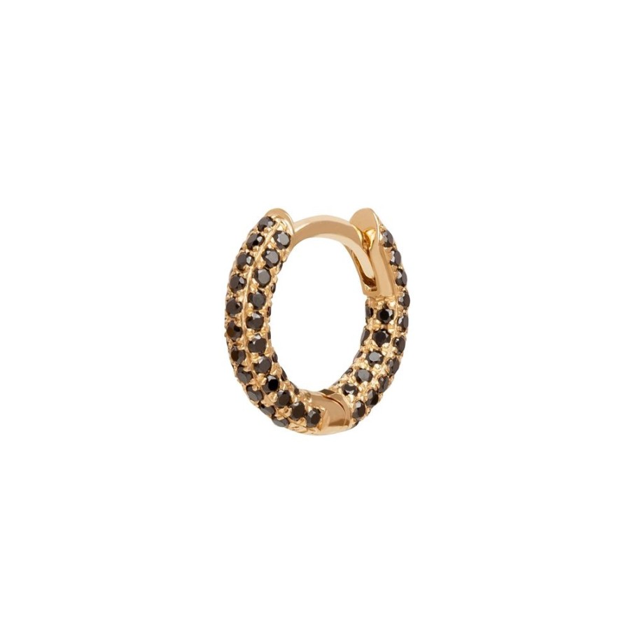 Jewelry Trouver | Five Row Black Diamond Huggie 6.5Mm - Yellow Gold