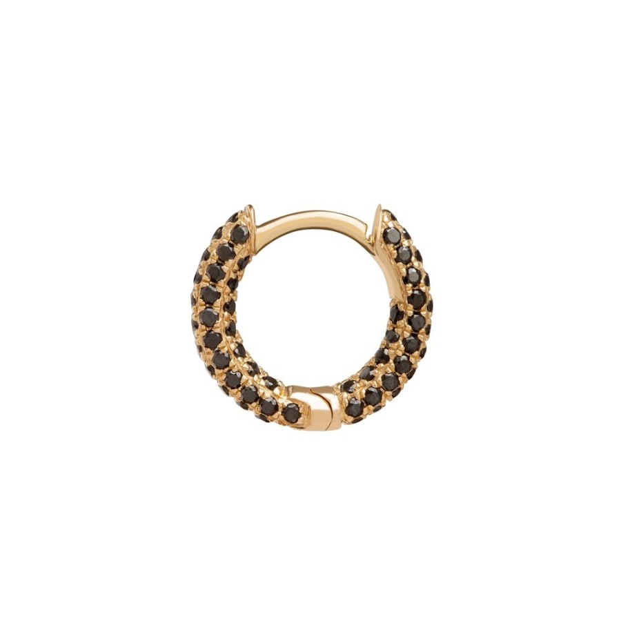 Jewelry Trouver | Five Row Black Diamond Huggie 6.5Mm - Yellow Gold