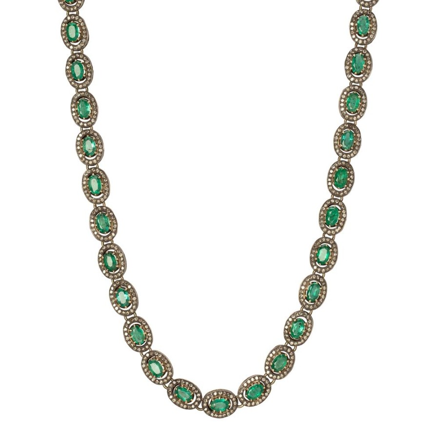 Jewelry Munnu The Gem Palace | Indo Russian Emerald & Diamond Necklace