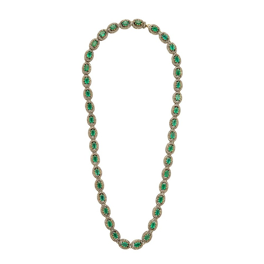 Jewelry Munnu The Gem Palace | Indo Russian Emerald & Diamond Necklace