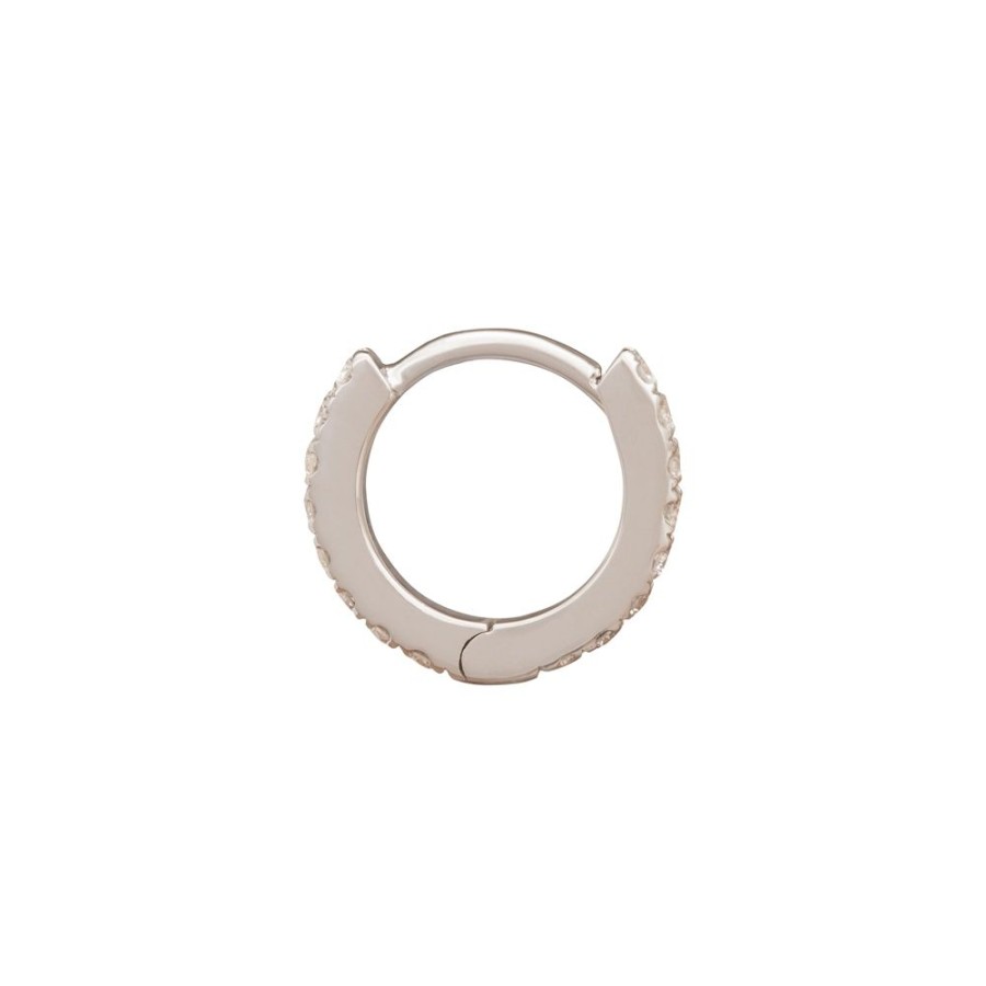 Jewelry Trouver | Paved Huggie 6.5Mm - White Gold