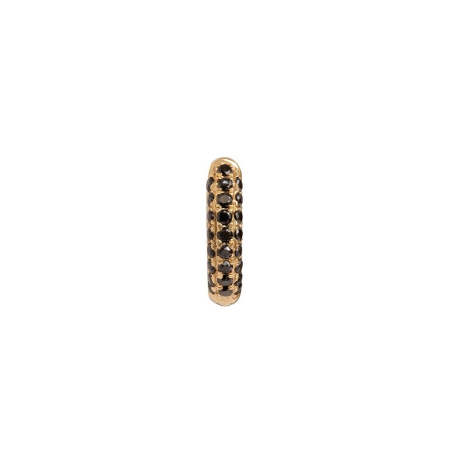 Jewelry Trouver | Five Row Black Diamond Huggie 5Mm - Yellow Gold