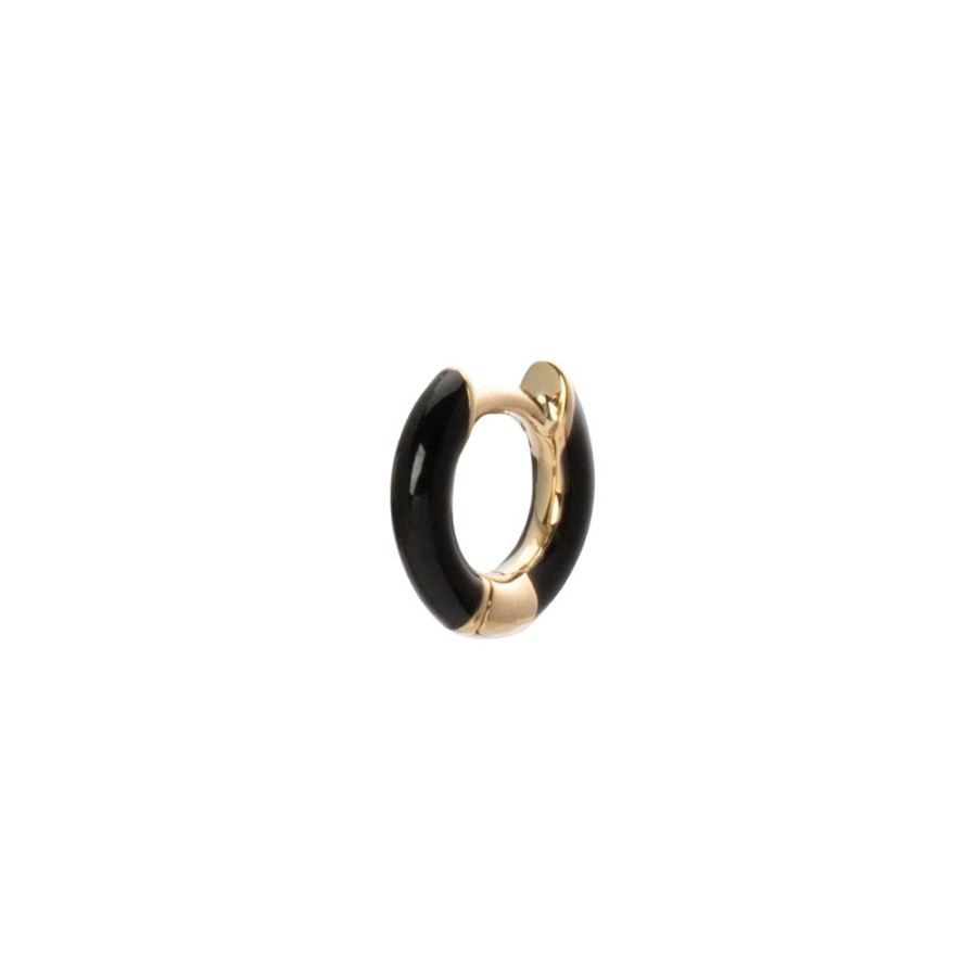 Jewelry Trouver | Enamel Huggie 6.5Mm - Black