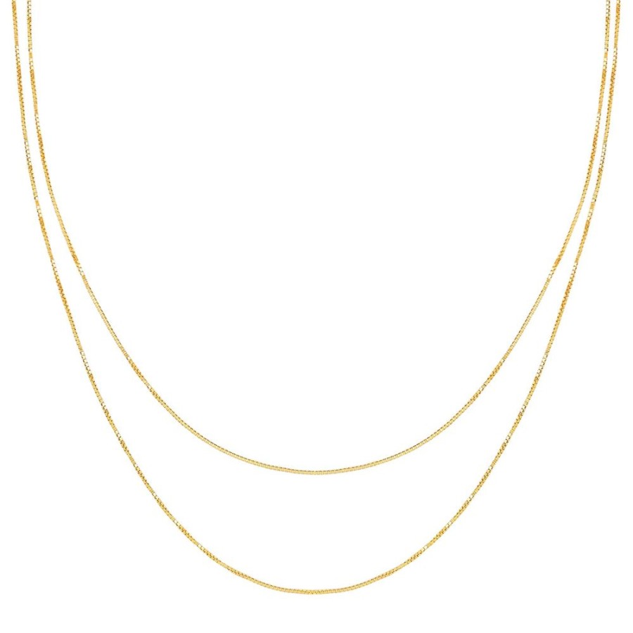 Jewelry EF Collection | Double Strand Liquid Gold Necklace - Yellow Gold