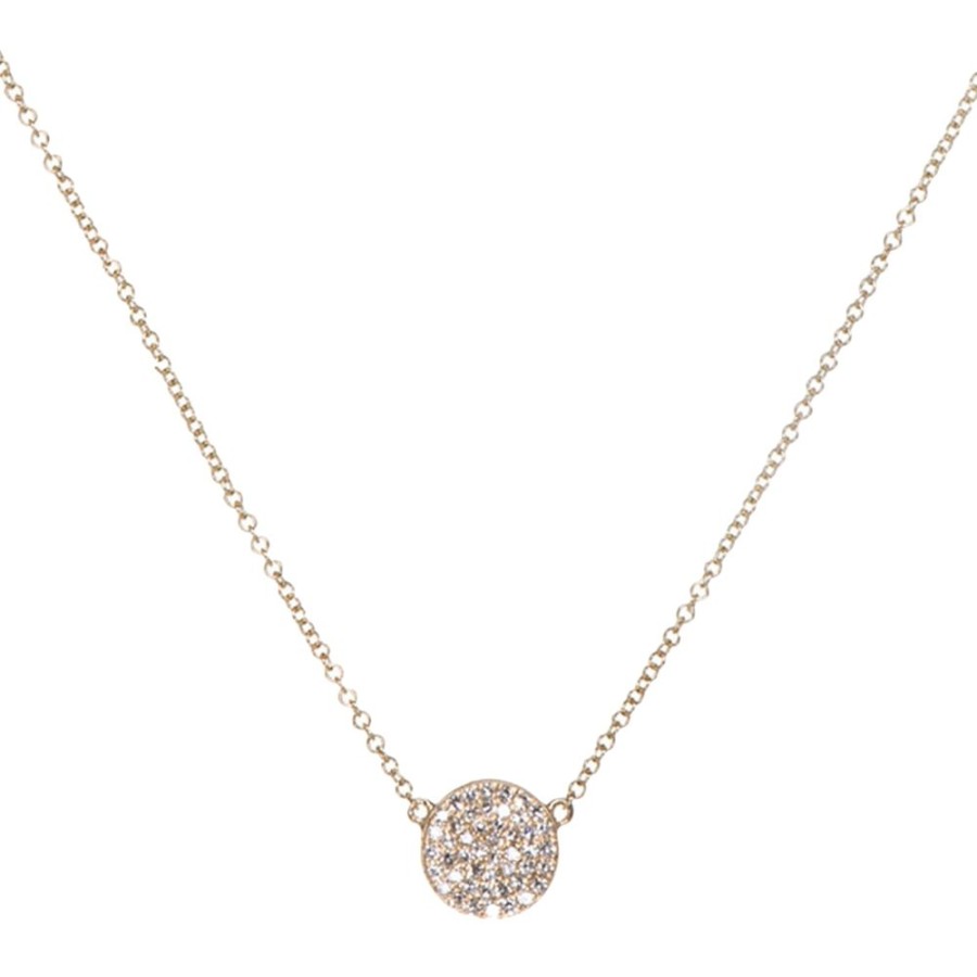 Jewelry EF Collection | Diamond Disk Necklace - Yellow Gold