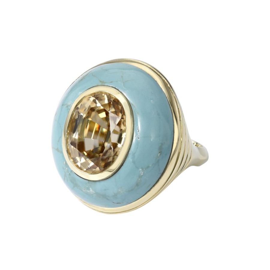 Jewelry Retrouvaí | One-Of-A-Kind Champagne And Turquoise Lollipop Ring