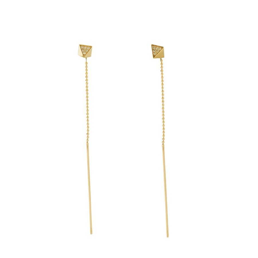 Jewelry Peruffo | Square Capsule Stud Chain Earrings - Diamond