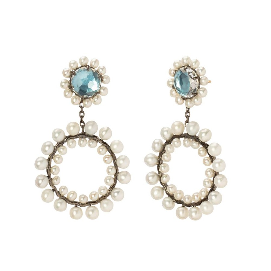 Jewelry Larkspur & Hawk | Olivia Double Boule Pearl Earrings - Sky