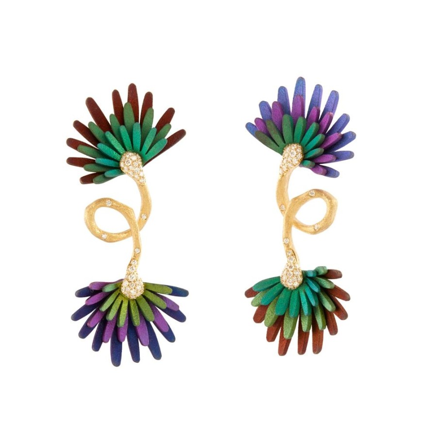 Jewelry Mike Joseph | Multi Hue Double Flower Earrings