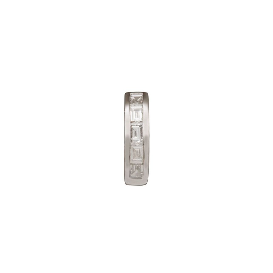 Jewelry Trouver | Half Baguette Huggie 6.5Mm - White Gold