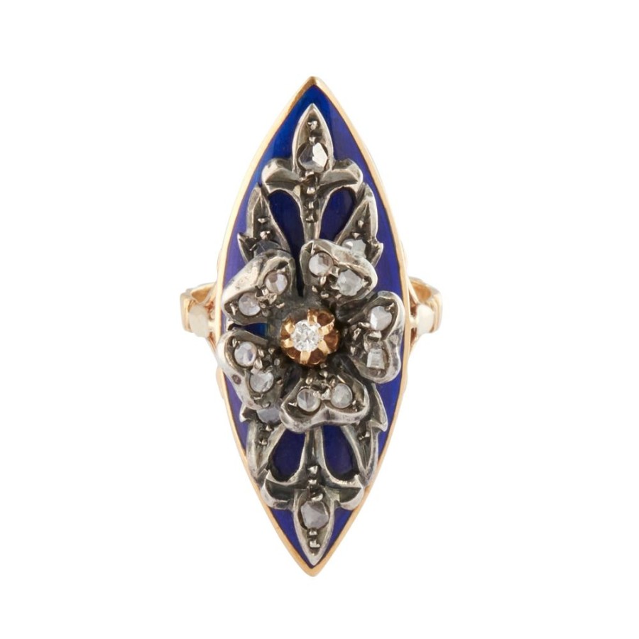 Jewelry Antique & Vintage Jewelry | Blue Enamel Flower Ring