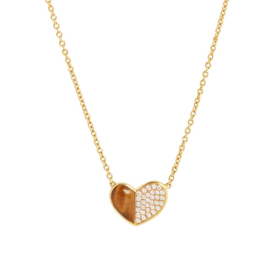 Jewelry Colette | Mini Heart Sofia Necklace - Tiger'S Eye