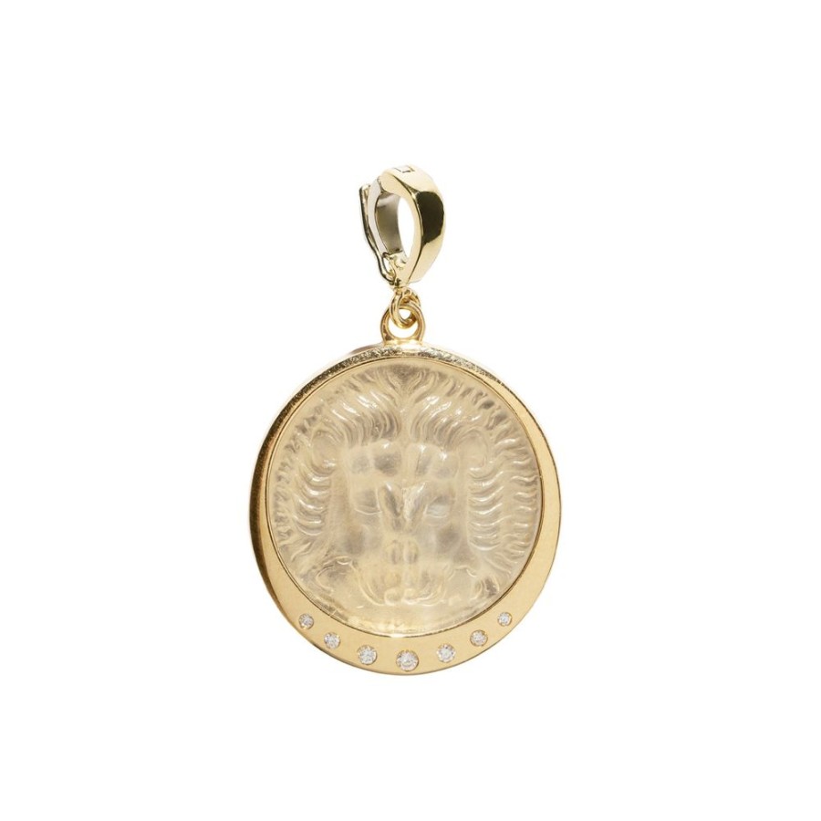 Jewelry Azlee | White Glass Lion Coin Charm