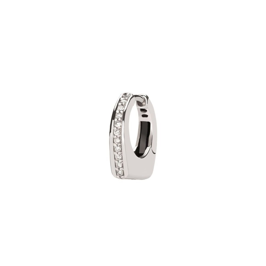 Jewelry Prasi | Dois Irmaos Semi Diamond Mini Huggie - White Gold