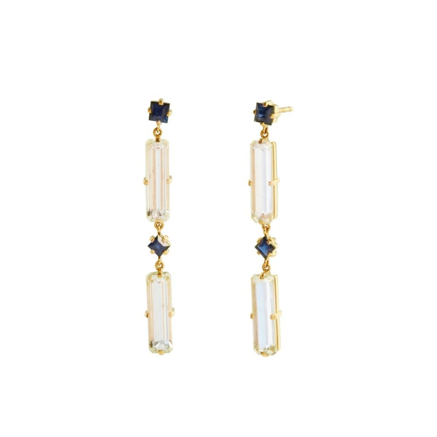 Jewelry YI Collection | Blue Sapphire And White Topaz Cascade Earrings