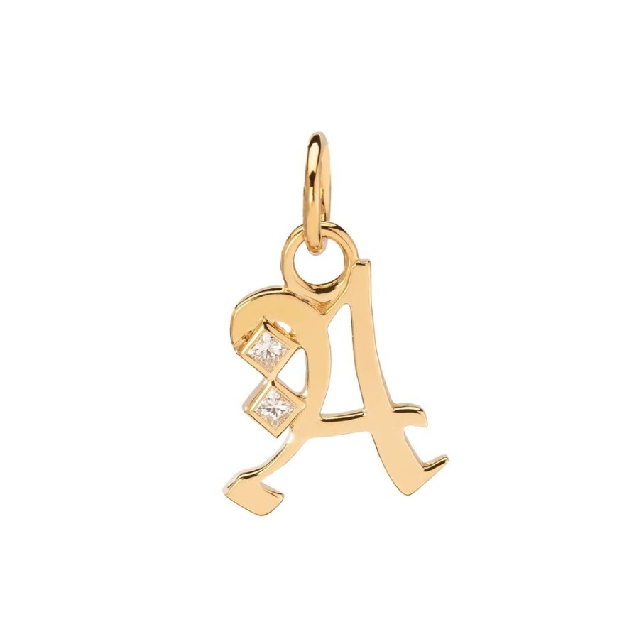 Jewelry Foundrae | Initial Square Diamond Charm - A