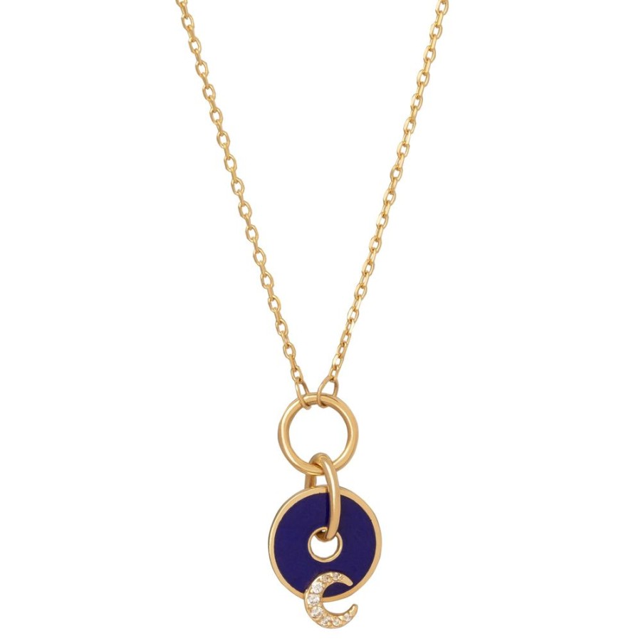 Jewelry Foundrae | Blue Crescent Disk Necklace