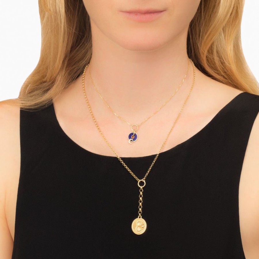 Jewelry Foundrae | Blue Crescent Disk Necklace