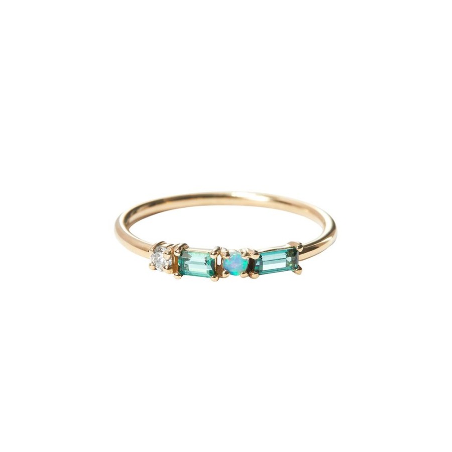 Jewelry WWAKE | Pillar Ring - Tourmaline, Opal & Diamond