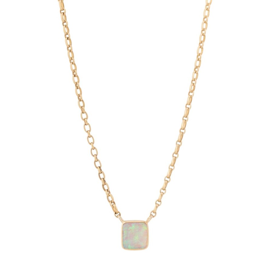 Jewelry Loriann Stevenson | Australian Boulder Opal Handmade Oval Link Chain - Square