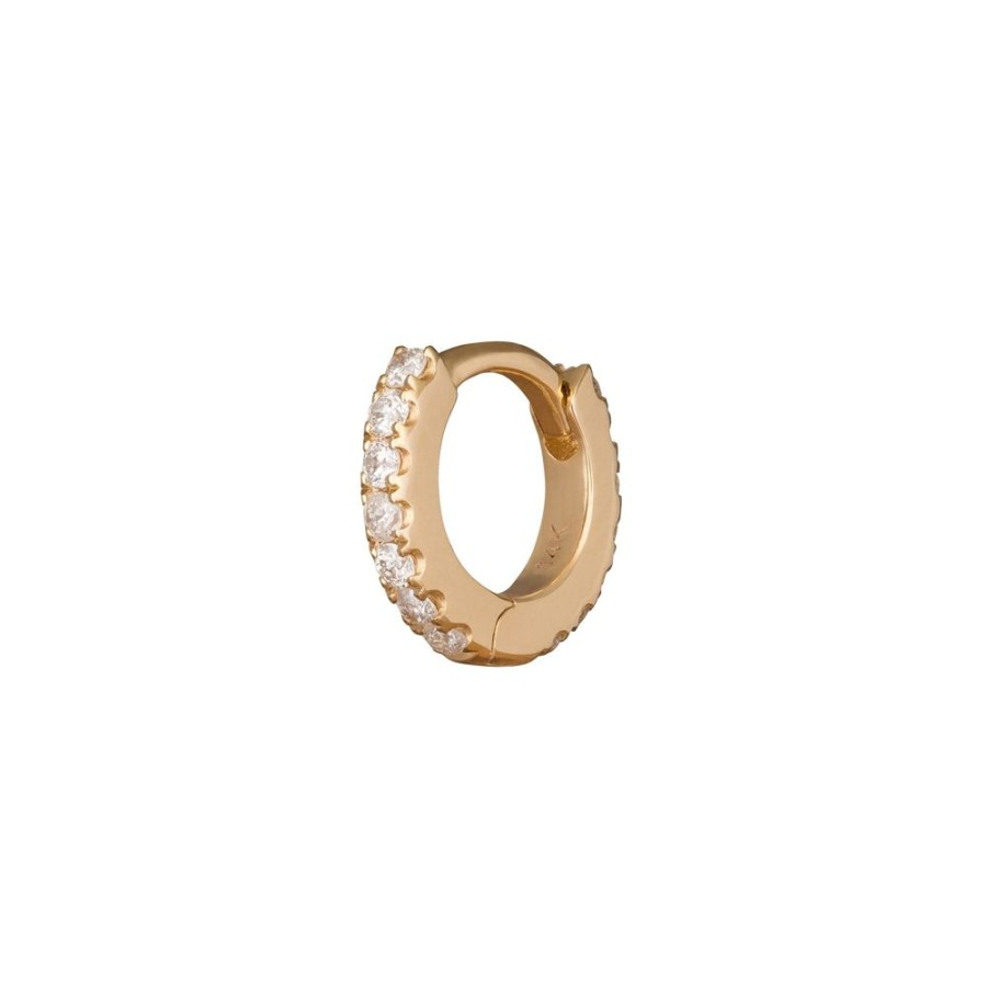 Jewelry Trouver | Paved Huggie 5Mm - Yellow Gold