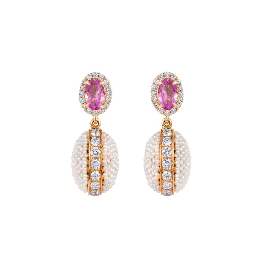 Jewelry Moksh | Bombay Oval Earrings - Pink Sapphire