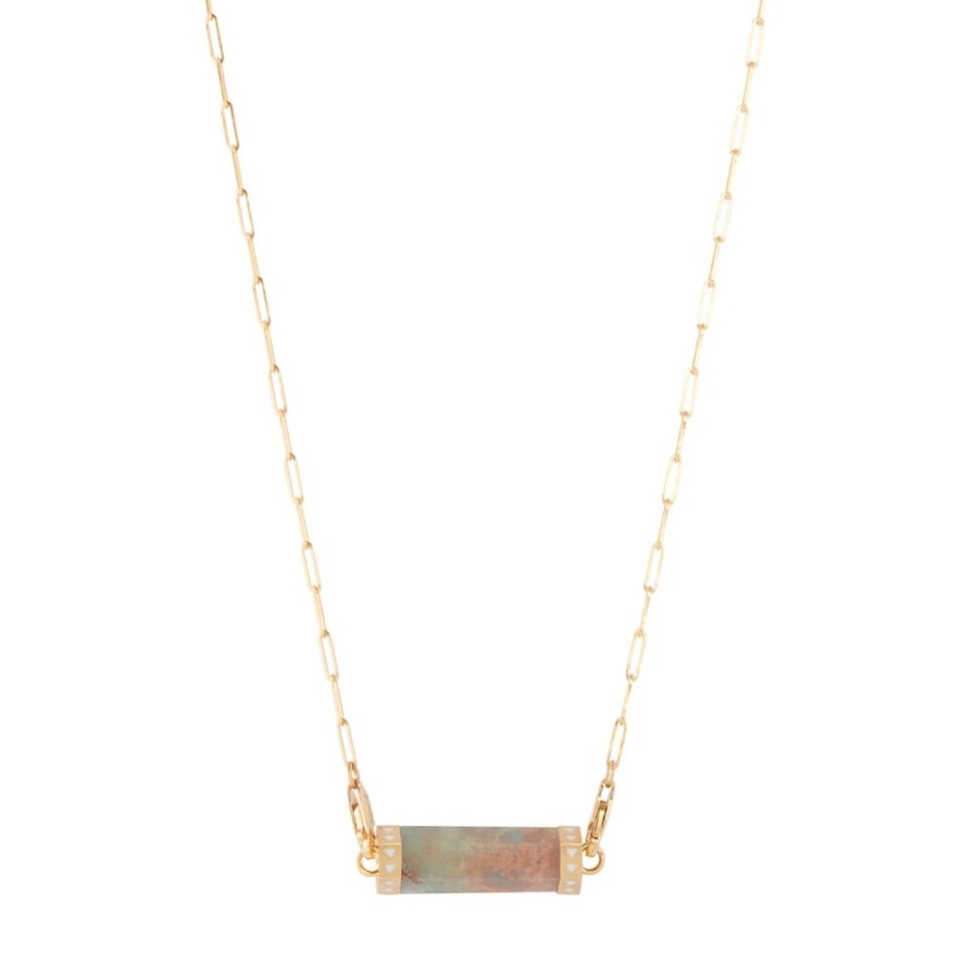 Jewelry Maqé | Aquaprase Divinty Bar Pendant Small Link Chain Necklace