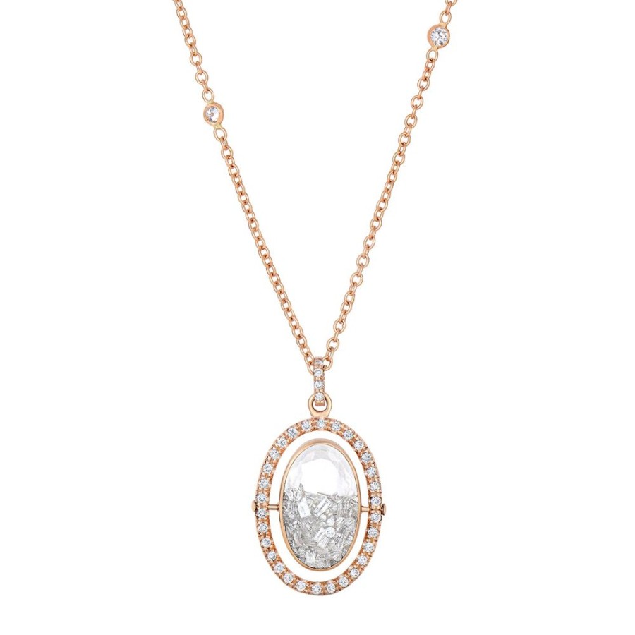 Jewelry Moritz Glik | Halo Oval Diamond Shaker Necklace