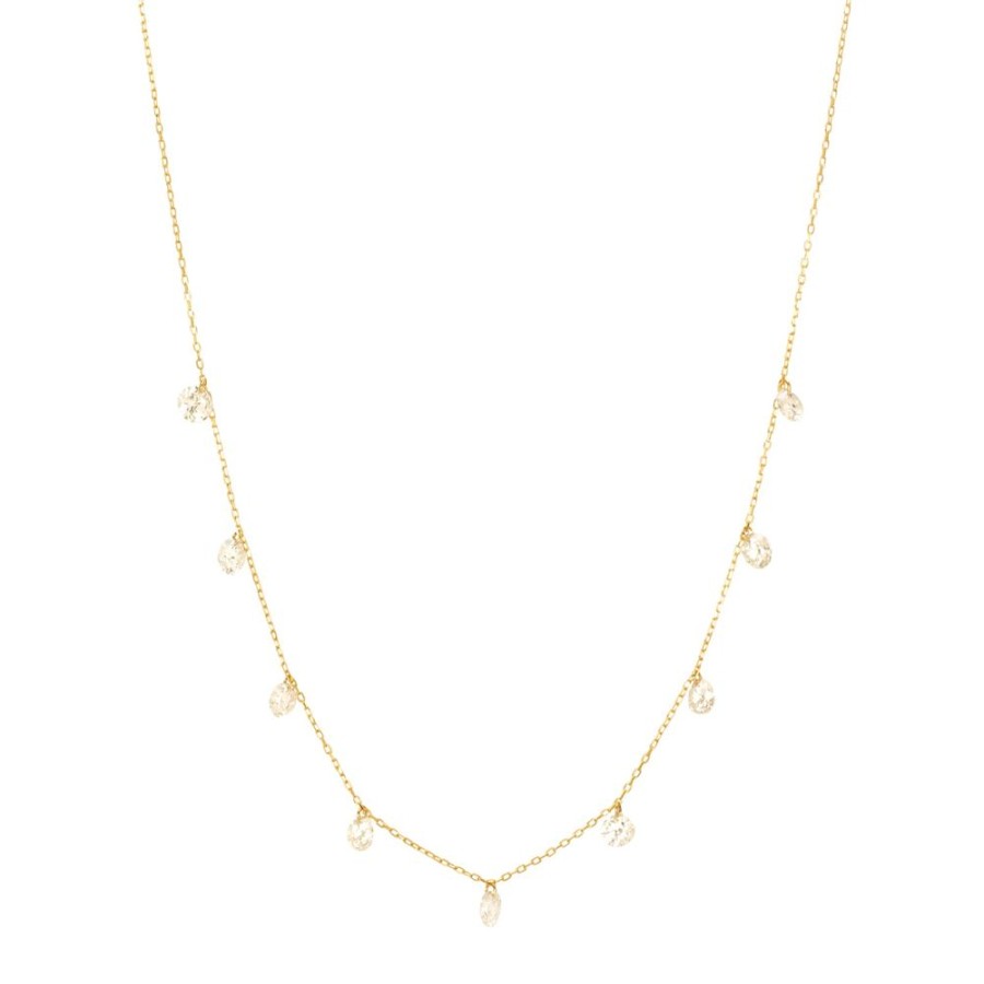 Jewelry Persée Paris | Danae Nine Diamond Hang Up Necklace - Yellow Gold