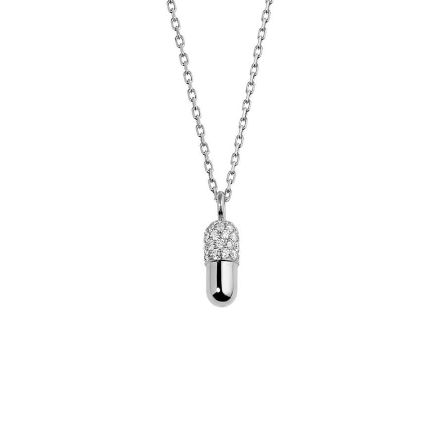 Jewelry Elior | Mini Pill Pendant Diamond Necklace - White Gold