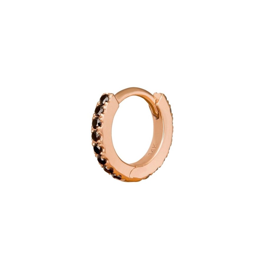 Jewelry Trouver | Paved Black Diamond Huggie 6.5Mm - Rose Gold