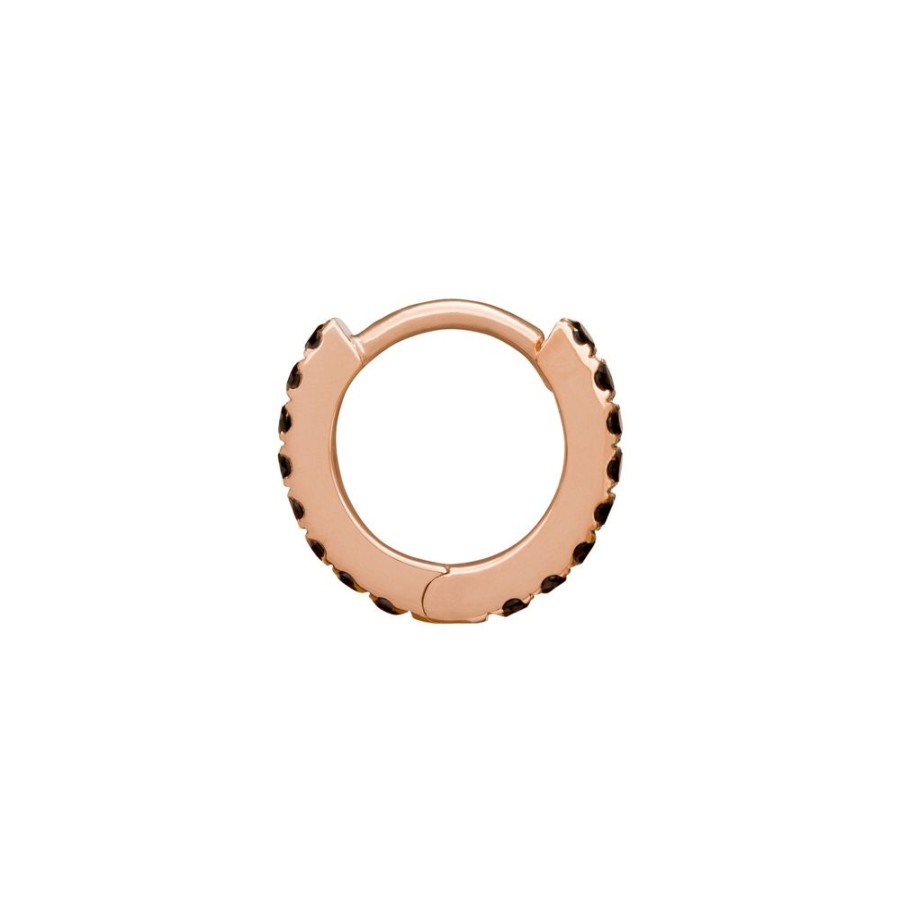 Jewelry Trouver | Paved Black Diamond Huggie 6.5Mm - Rose Gold