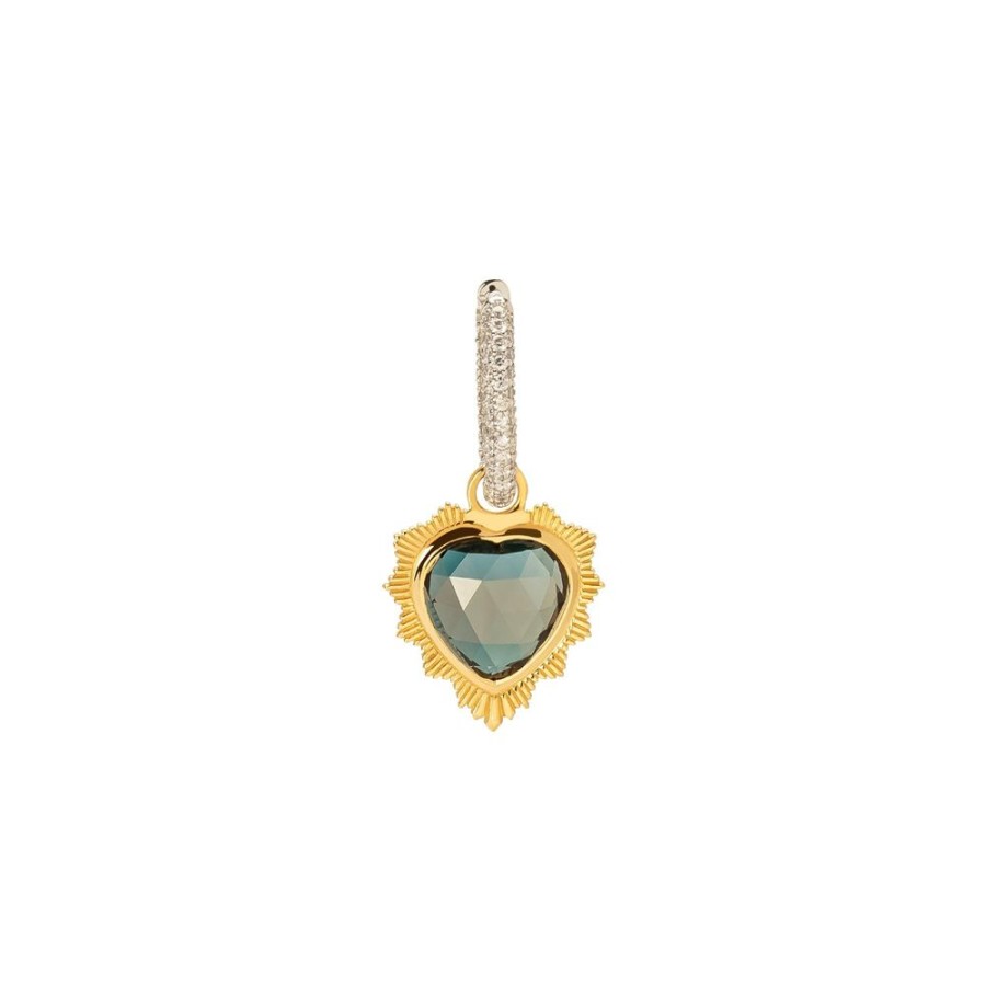 Jewelry Foundrae | Small Heart Chubby Hoop - London Blue Topaz